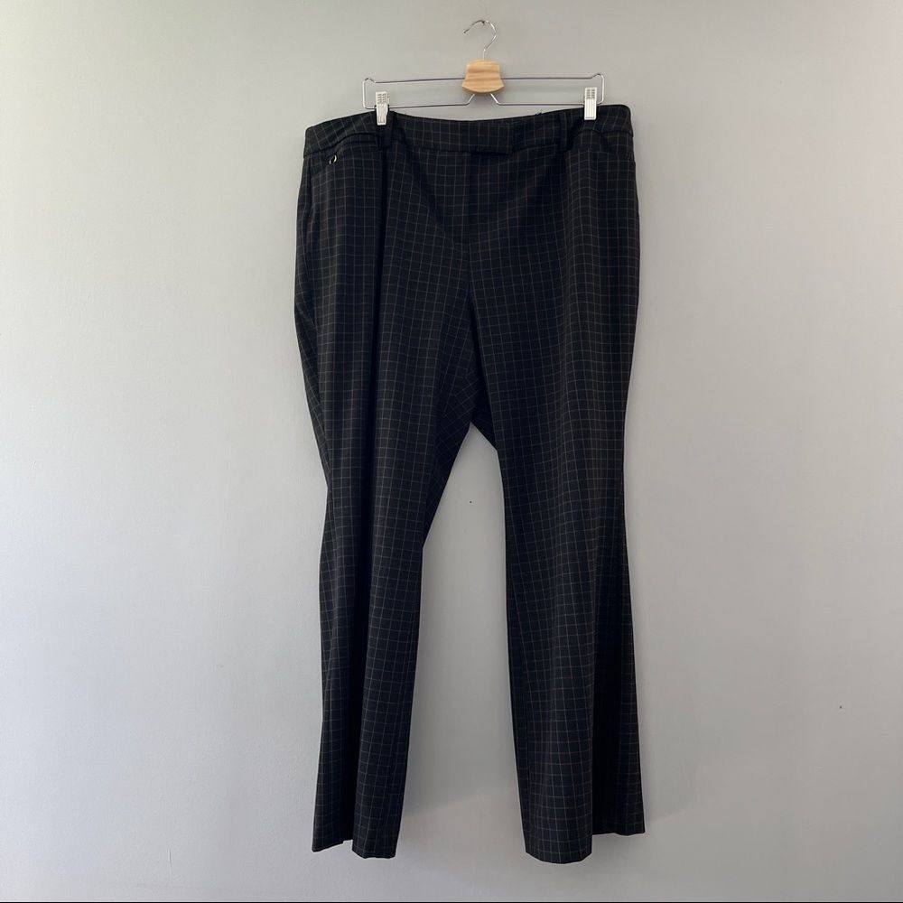 Roz & Ali Plus Size Dress Pants Black Brown Neutral Plaid Work